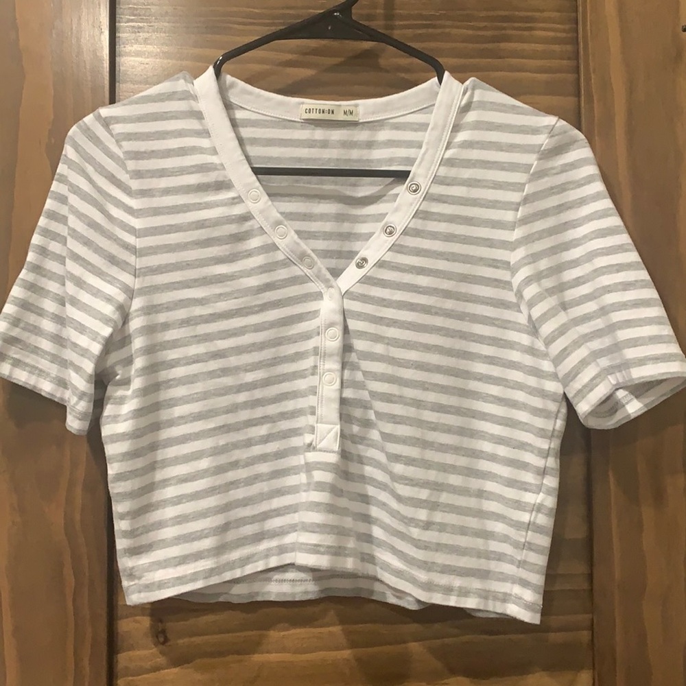 Striped Button Down Crop